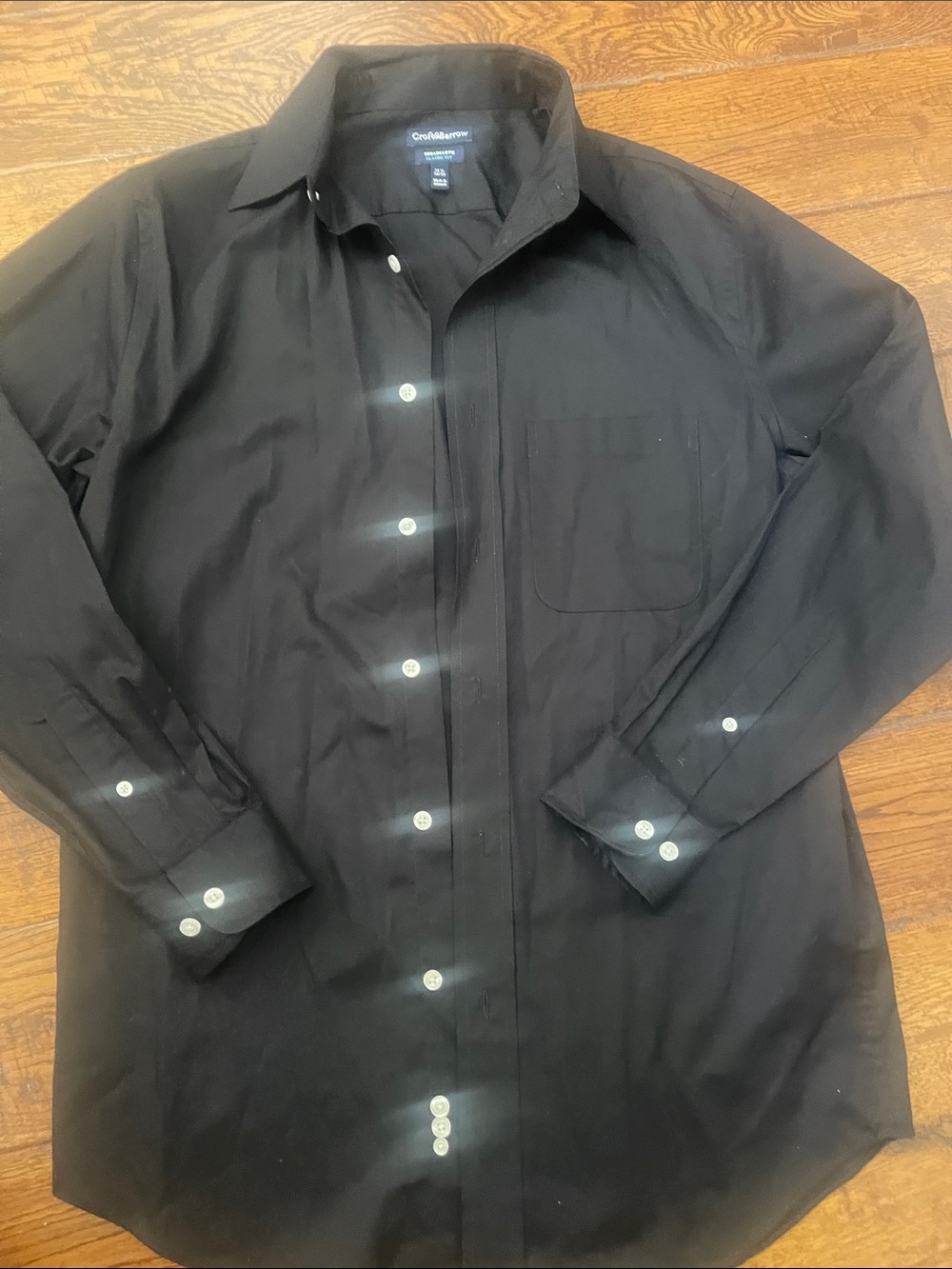 croft & barrow Black Long-Sleeve Button-Up Dress Shirt